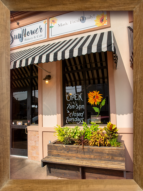 Outside The Sunflower Bakery & Cafe in Galveston