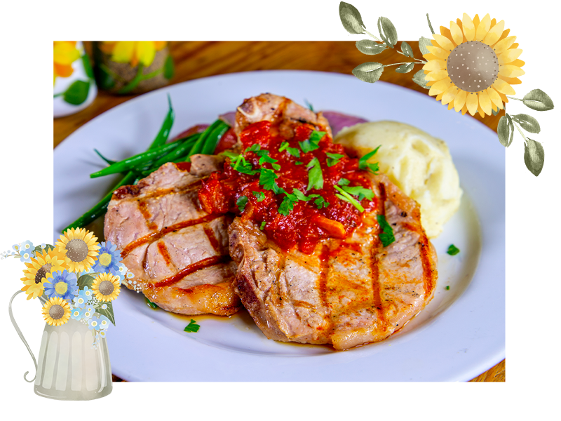 Grilled Pork Chops at Sunflower Bakery and Cafe
